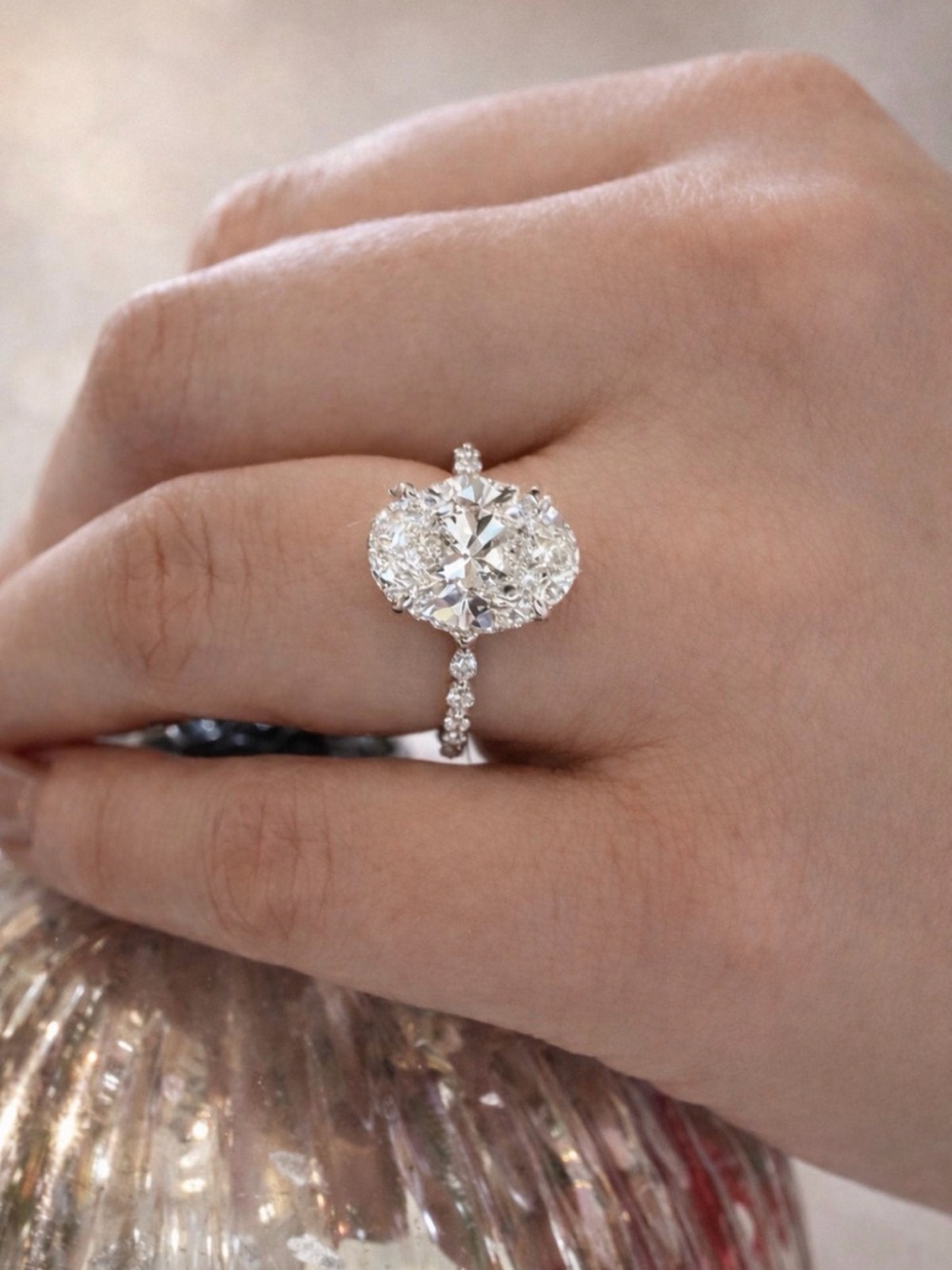 14K WHITE GOLD RING Lab Grown Diamonds engagement ring